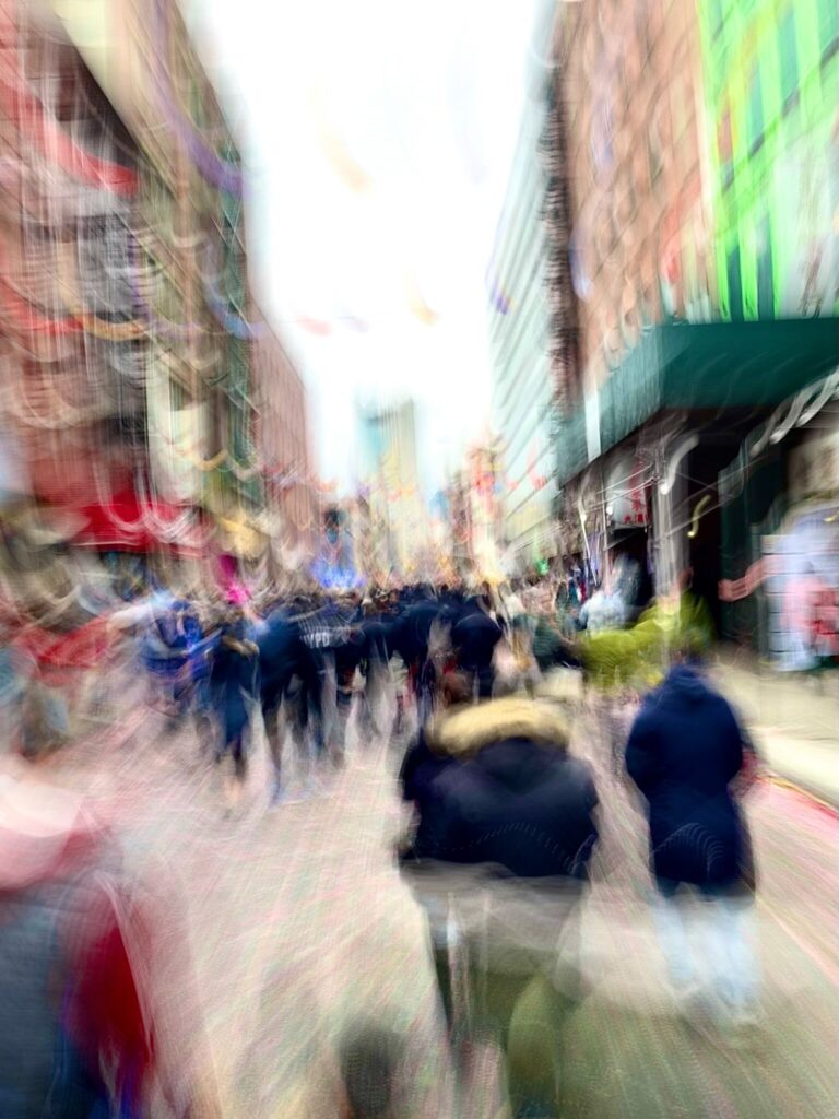 Police men in the distance in Chinatown NYC 